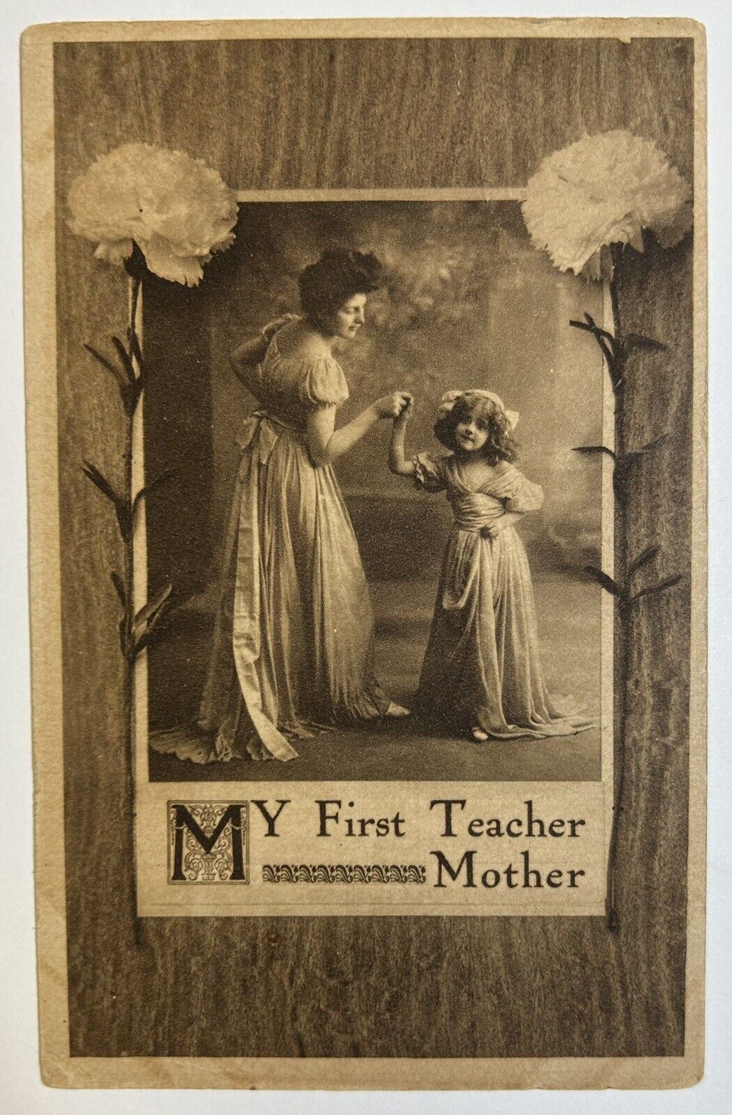 My First Teacher, Mother Antique Family Postcard, Unposted Card