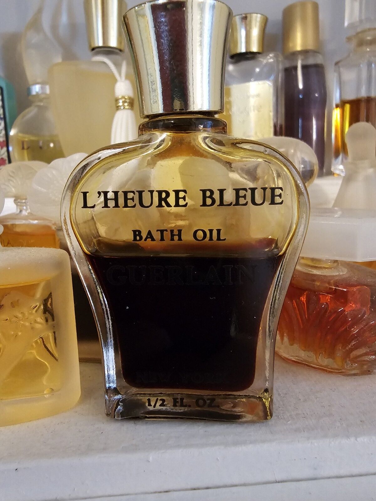 Vintage L'Heure Bleue Bath Oil Guerlain Essence From France 1/2 oz 60% Full Rare
