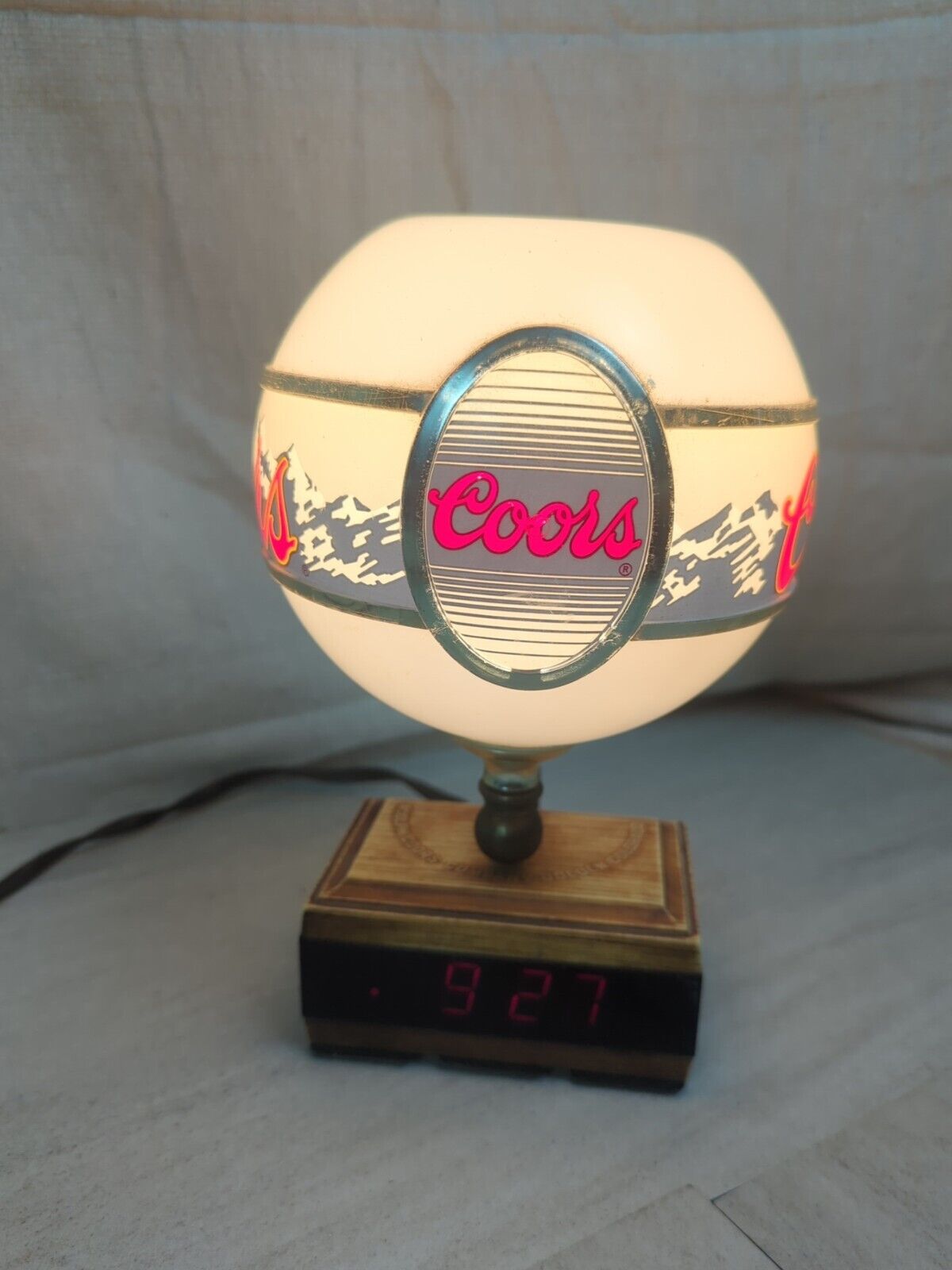 Vintage 1980's Coors Light Digital Clock  Up Globe Lamp (video) Working