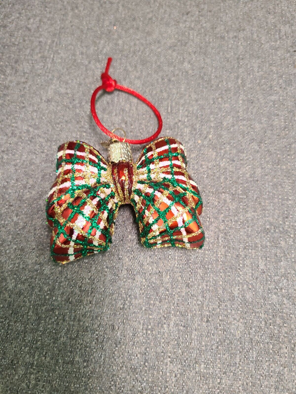 Plaid Ribbon Bow RETIRED Old World Christmas Ornament