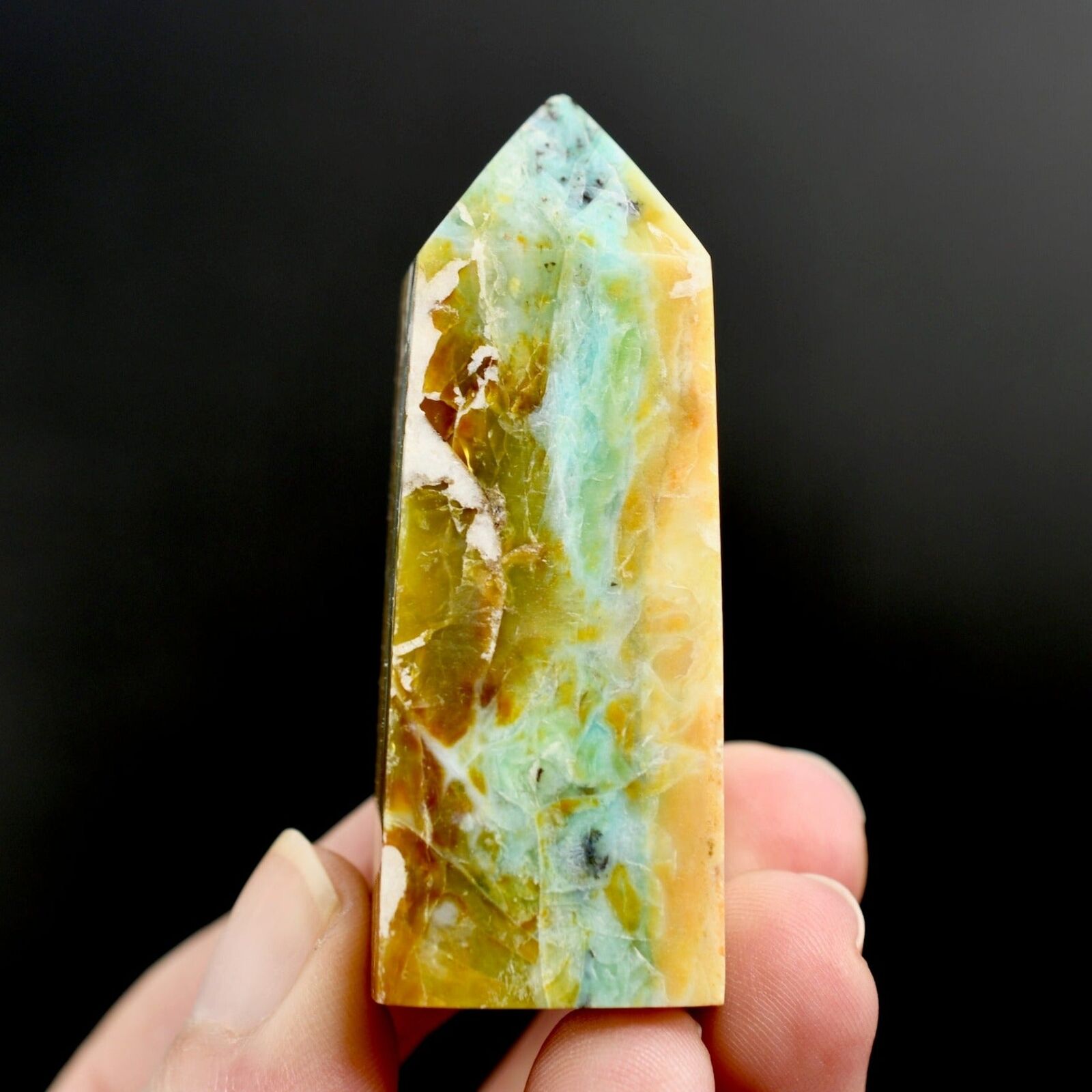 2.5in 54g Rare Blue Opalized Petrified Wood Tower, Indonesia