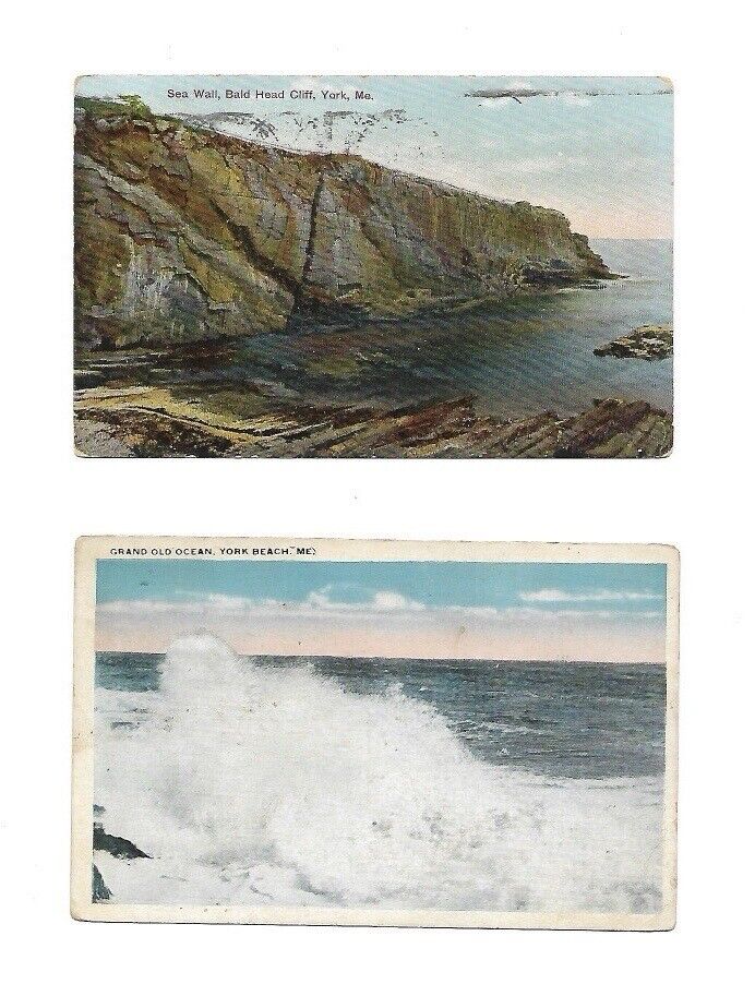 York Beach Nubble Light Bald Head Maine Antique Postcards Postage Lot 1909-1933