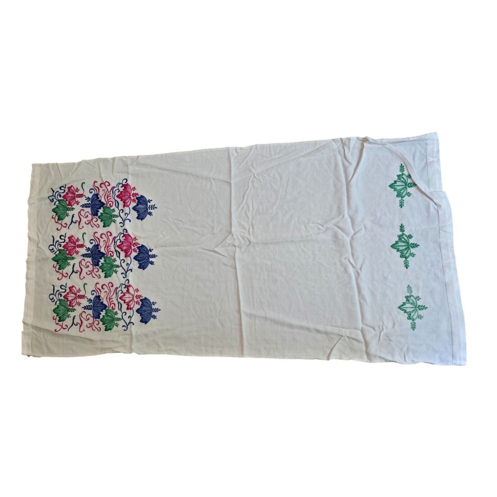 Vintage Hand-Embroidered Floral Table Runner - Abour 60\