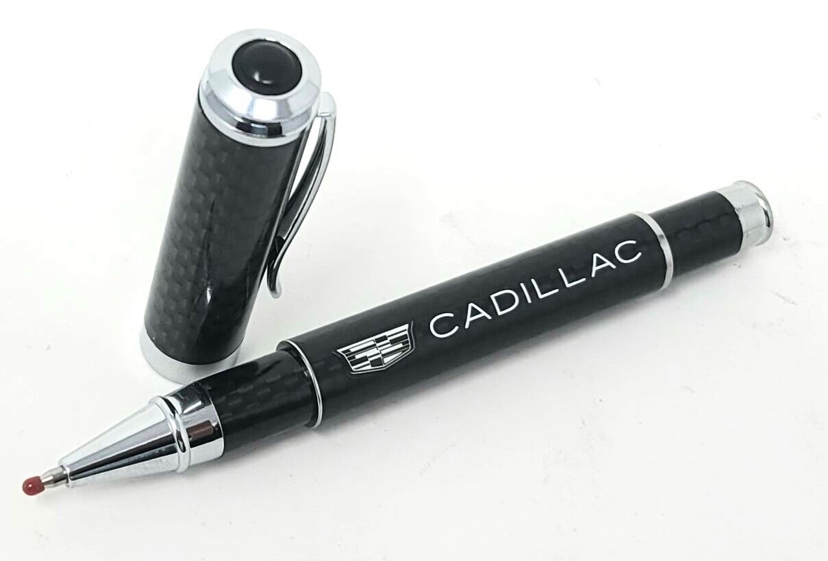 Cadillac Black / White Logo with  Carbon Fiber Ballpoint Pen - NEW-GREAT GIFT