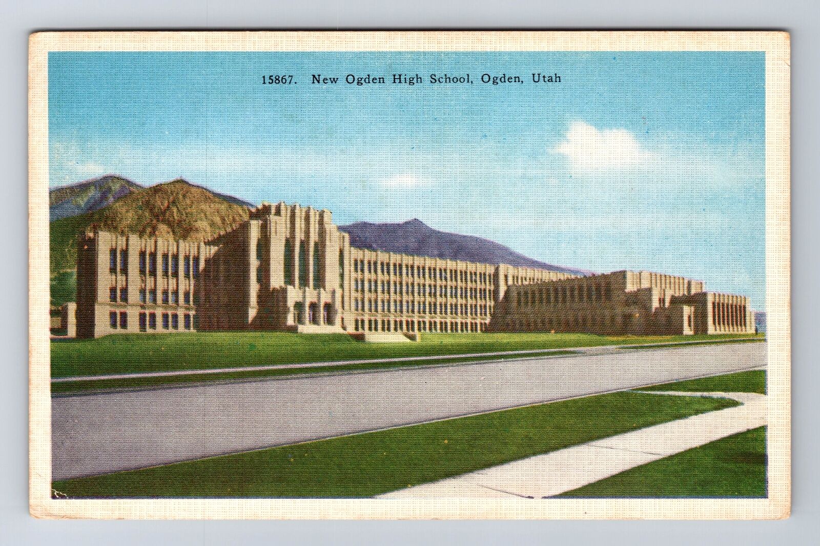 Ogden UT-Utah, New Ogden High School, Antique, Vintage Postcard