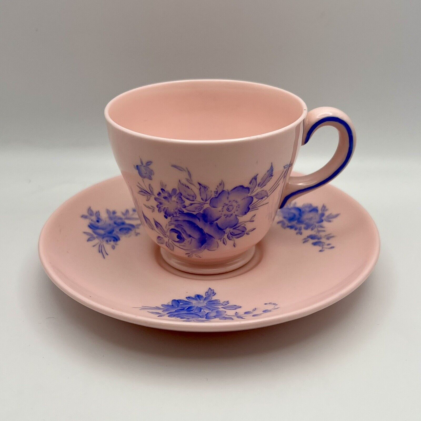 Vintage Rare Wedgwood Alpine Pink Set of 2 Teacup & Saucer WK 3315 Porcelain