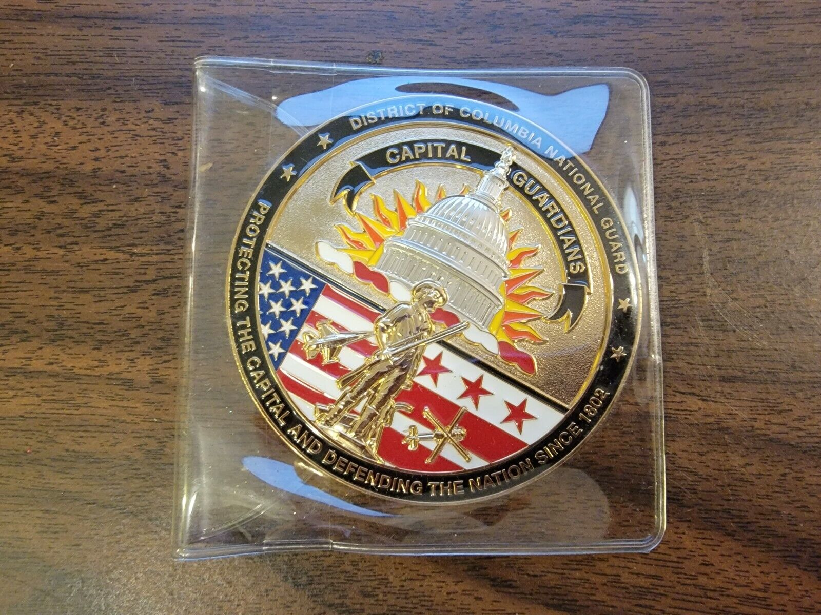 District of Columbia National Guard Challenge Coin, Gold Color, Textured, Enamel