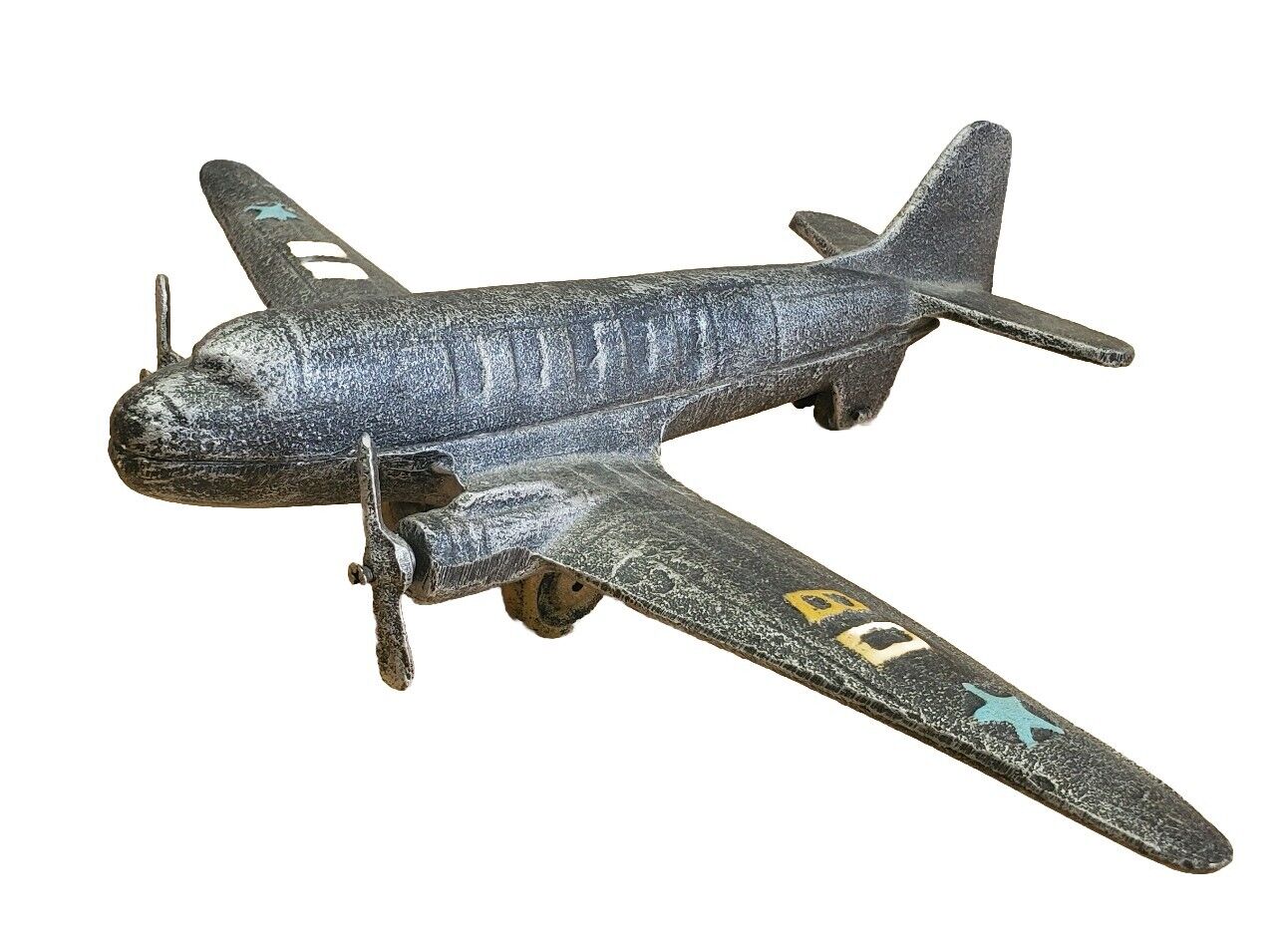Vintage Large Cast Iron WW 2 Douglas Twin Engine Bomber Airplane Model 1940s
