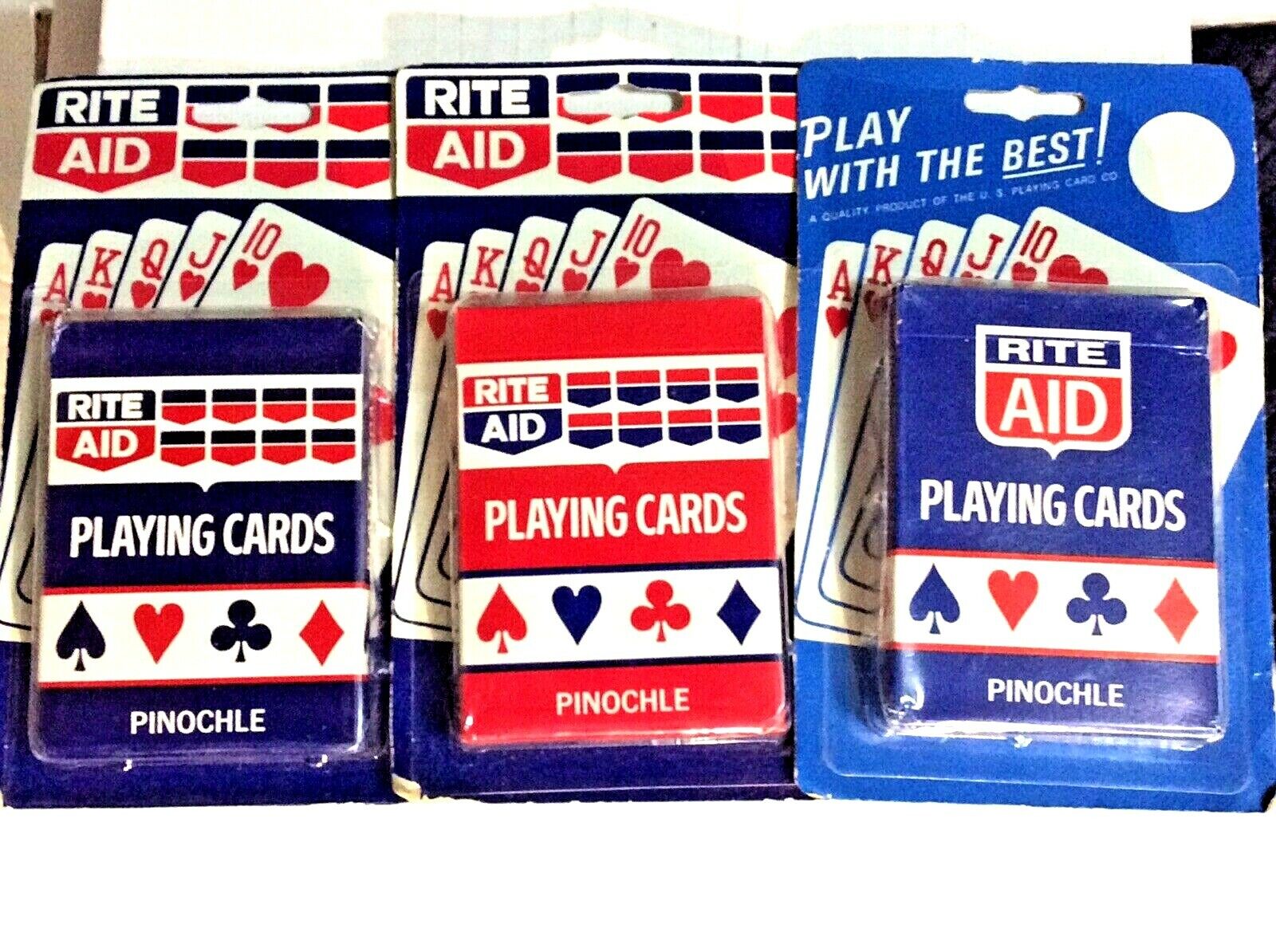 Vintage Rite Aid Playing Cards Pinochle 3 Individual packs all Sealed No UPC