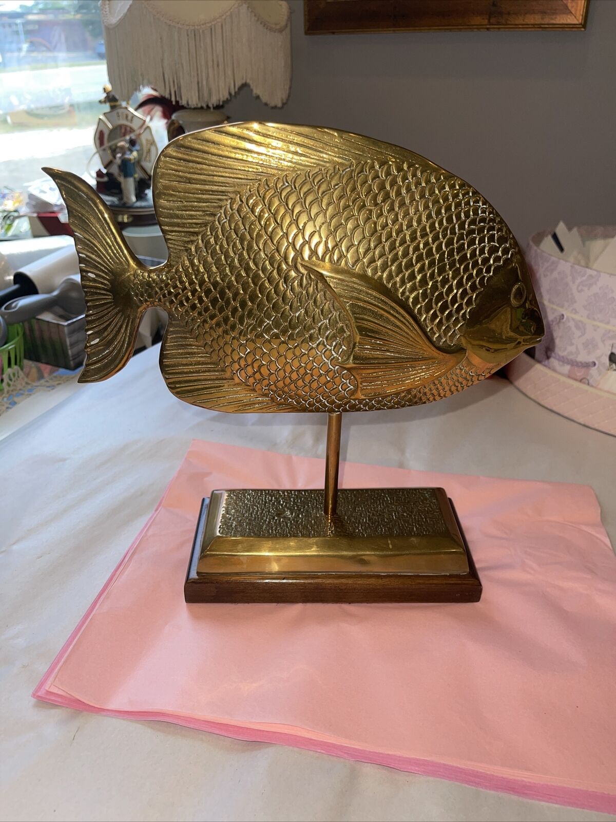 Vintage Solid Large Brass Fish Sculpture By Frederick Cooper Chicago.