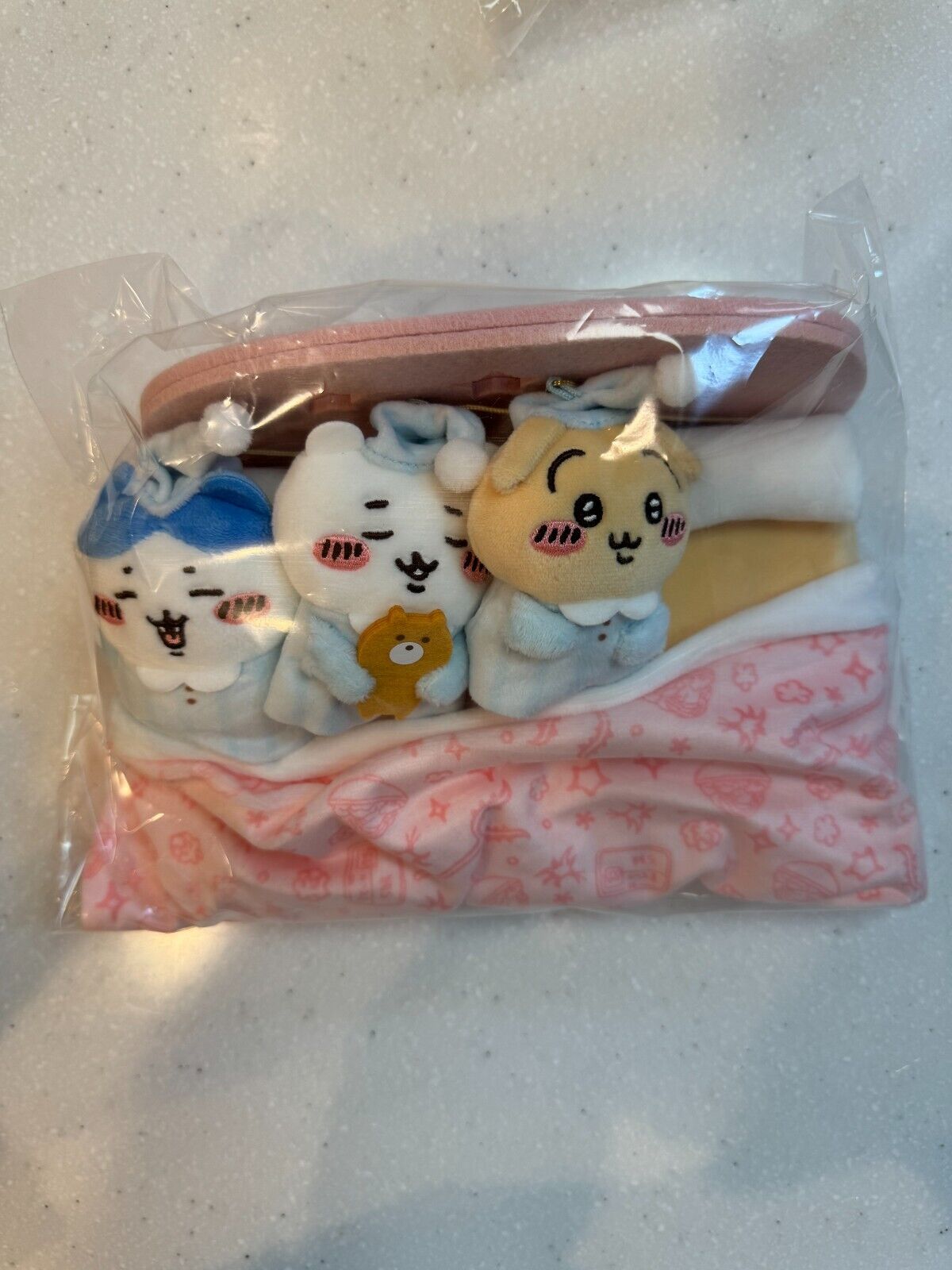 Chiikawa Plush Usagi Hachiware Mascot Nightgown Bed Toy  Set of 3 Japan New