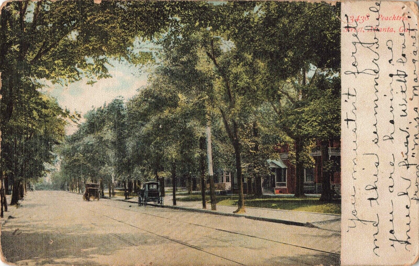 Peachtree Street Atlanta Georgia GA 1909 Vintage Postcard