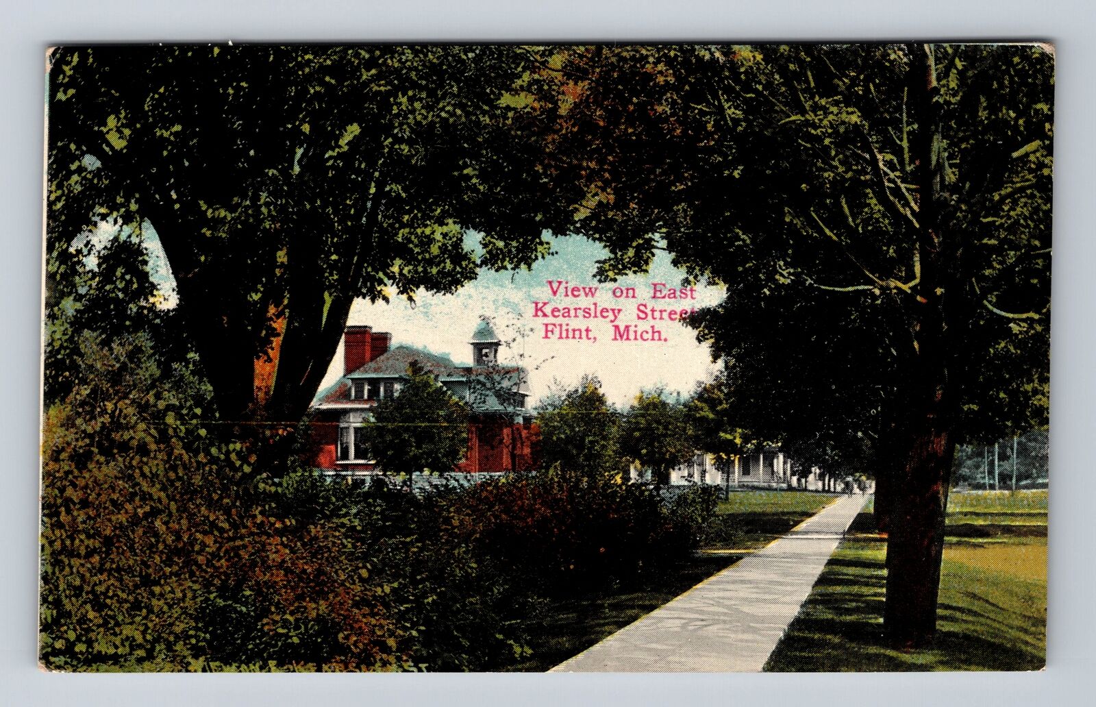Flint MI-Michigan, View East Kearsley Street, Antique, Souvenir Vintage Postcard