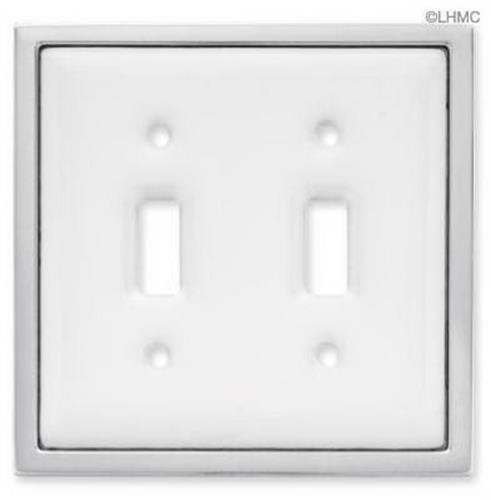 (5 Pack) Double Switch Wall Plate - Ceramic w/ Chrome Trim LQ-68977