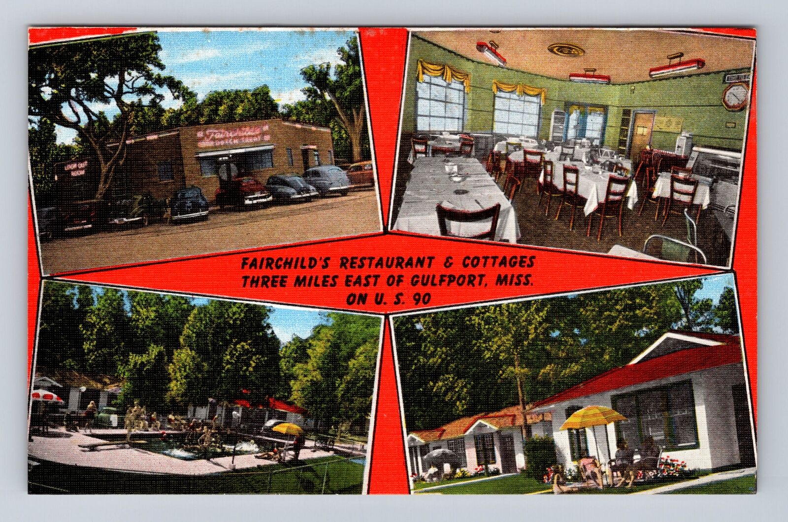 Gulfport MS-Mississippi, Fairchild's Restaurant & Cottages, Vintage Postcard