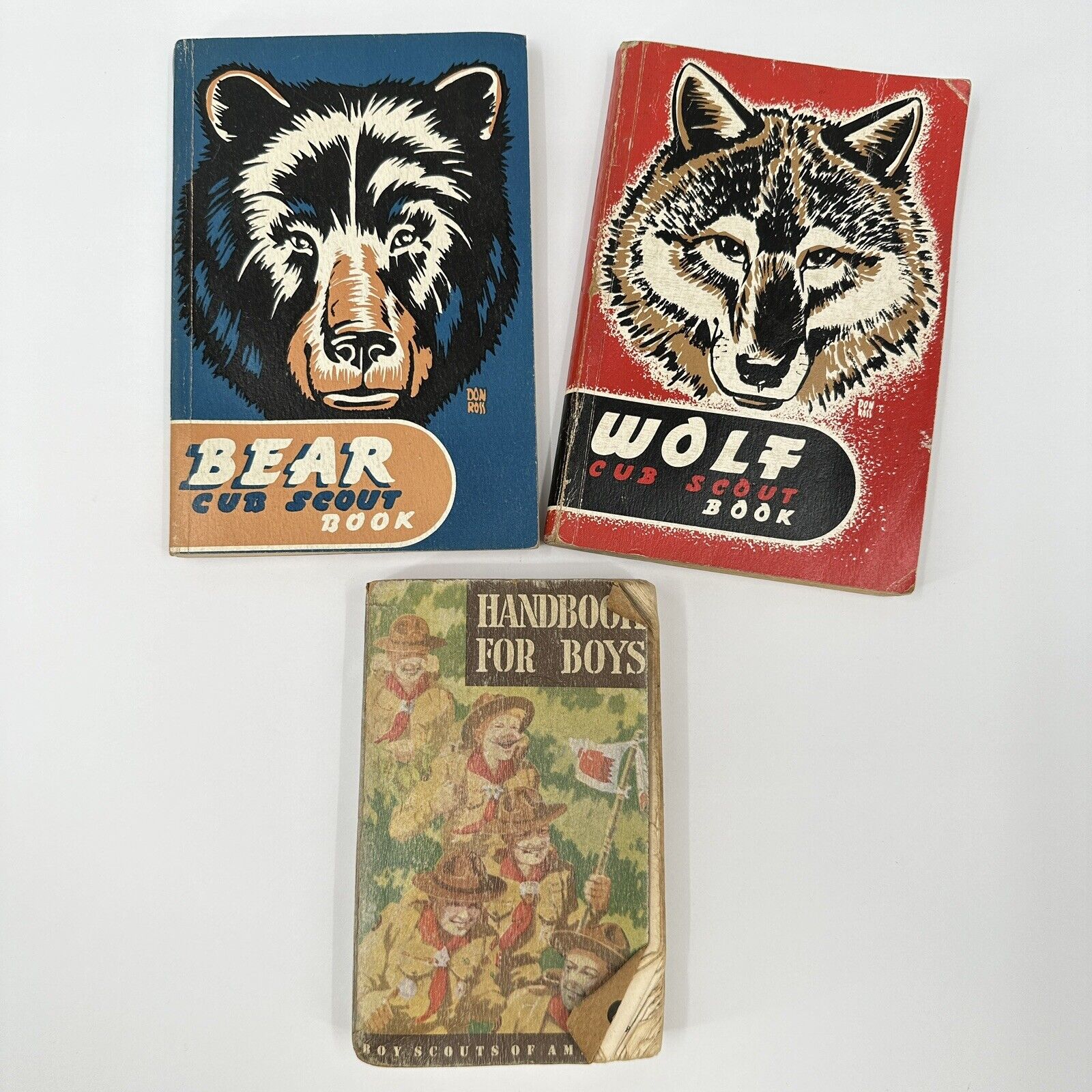 Vintage 1949 Boy Scouts Of America 1948 Bear 1952 Wolf Cub Books Lot of 3 USA