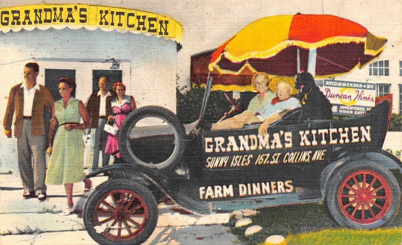 MIAMI BEACH, Florida FL    STEWART'S GRANDMA'S KITCHEN Roadside VINTAGE Postcard