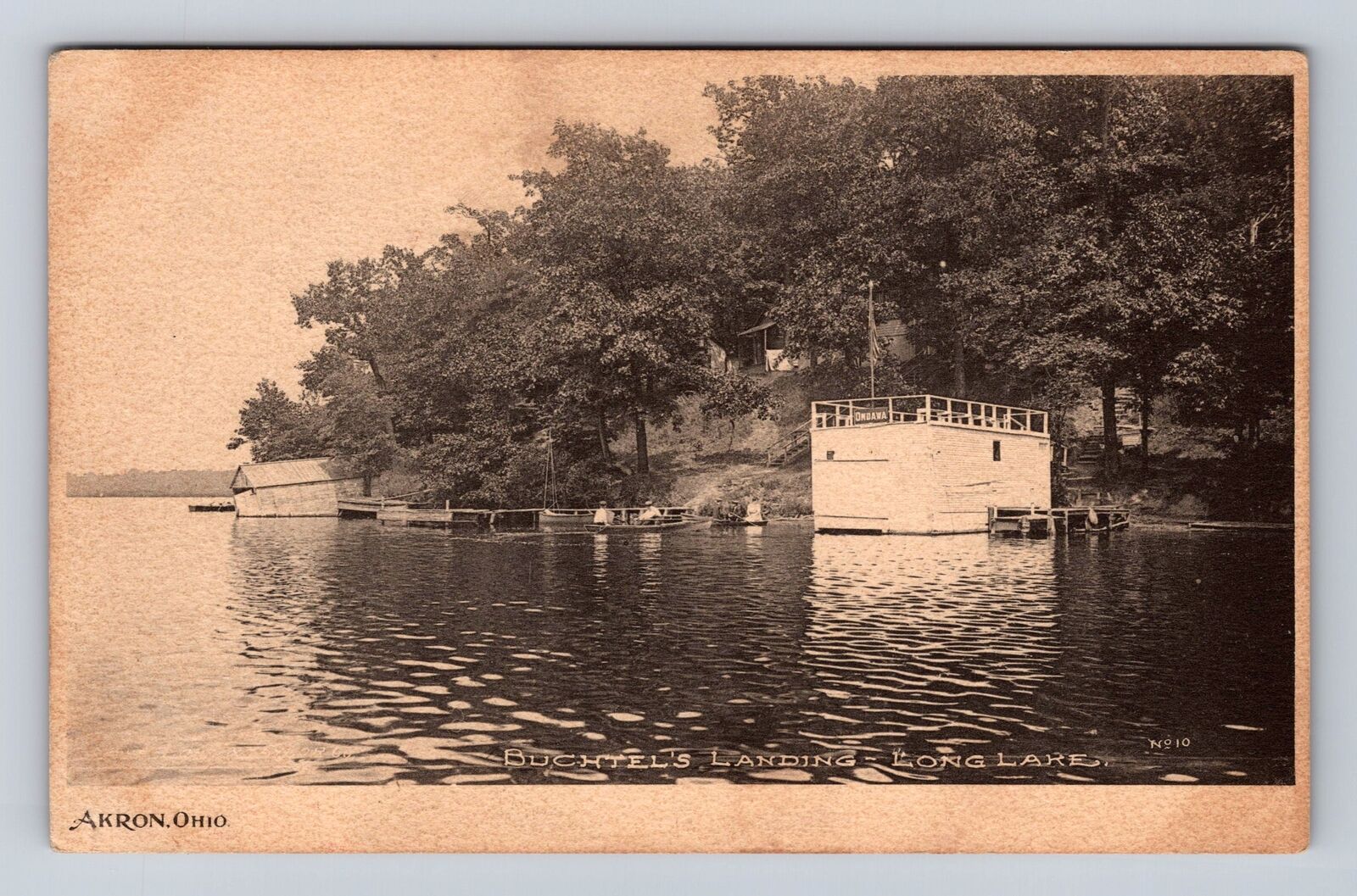 Akron OH-Ohio, Buchtel's Landing, Long Lake, Antique, Vintage Postcard
