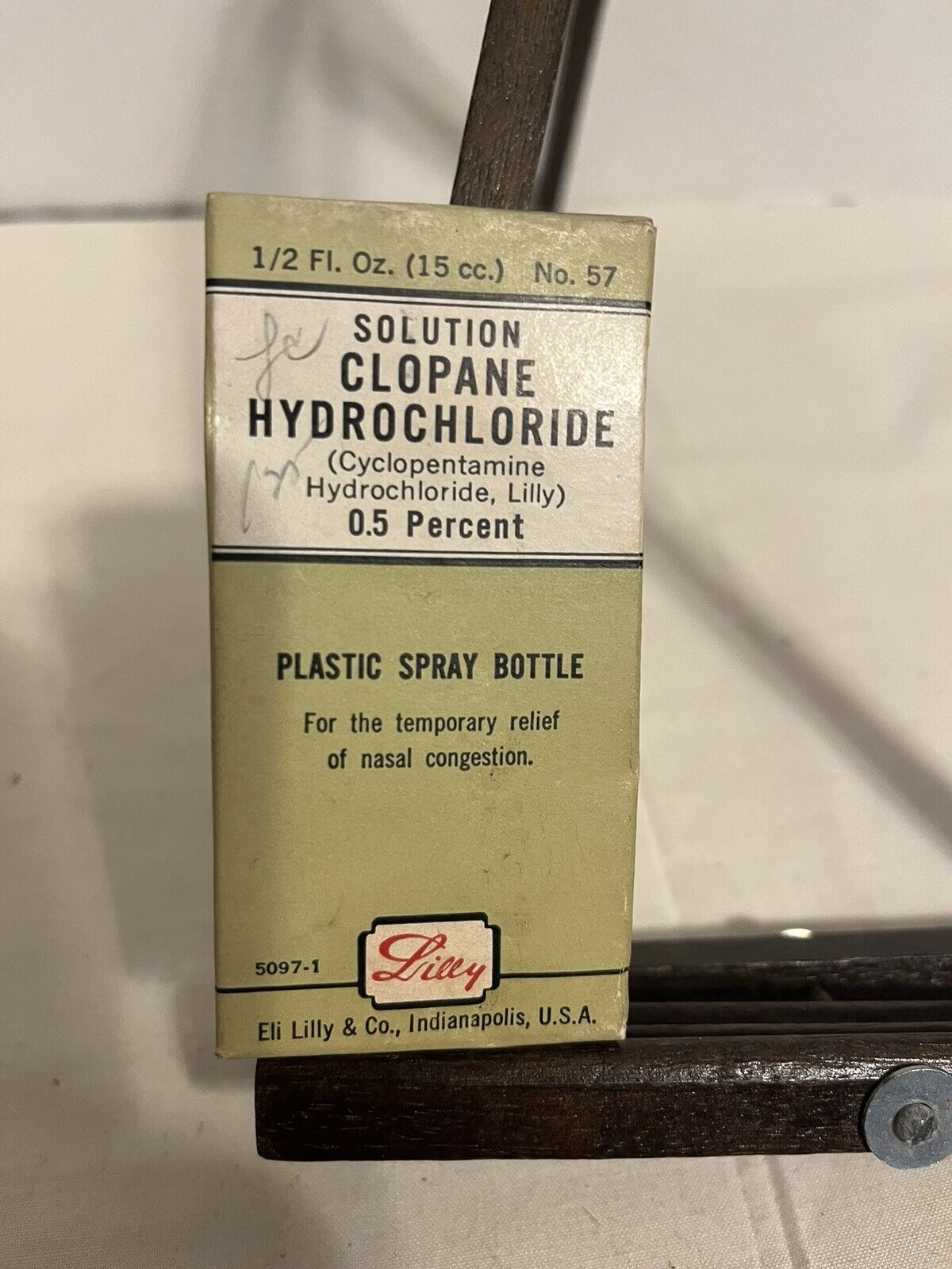 Vintage Eli Lilly & Co. Solution Clopane Hydrochloride No.57 1/2 Oz. Orig Box C2