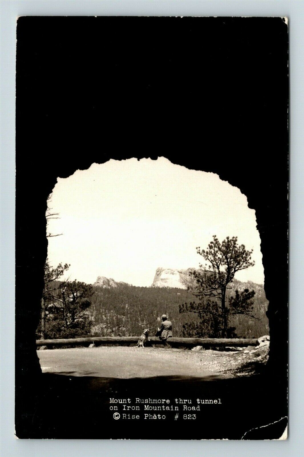 RPPC Mount Rushmore Through Tunnel Real Photo South Dakota 1955 Old Postcard