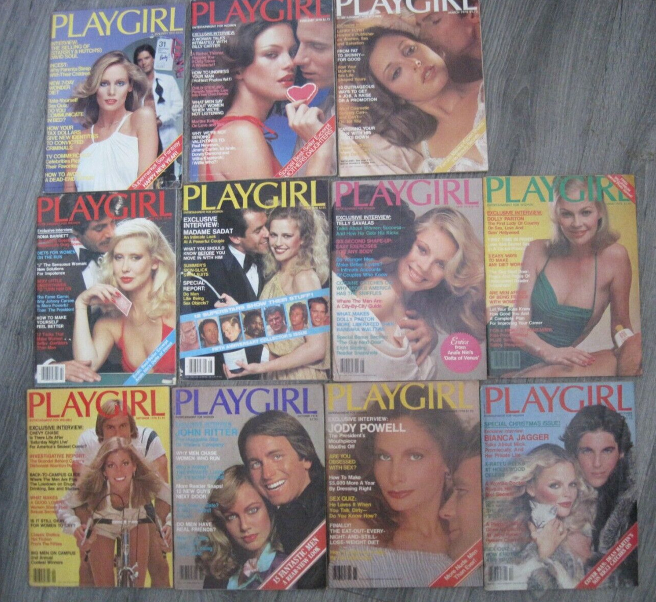 PLAYGIRL MAGAZINES 1978 - 11 ISSUES w Centerfolds - No July