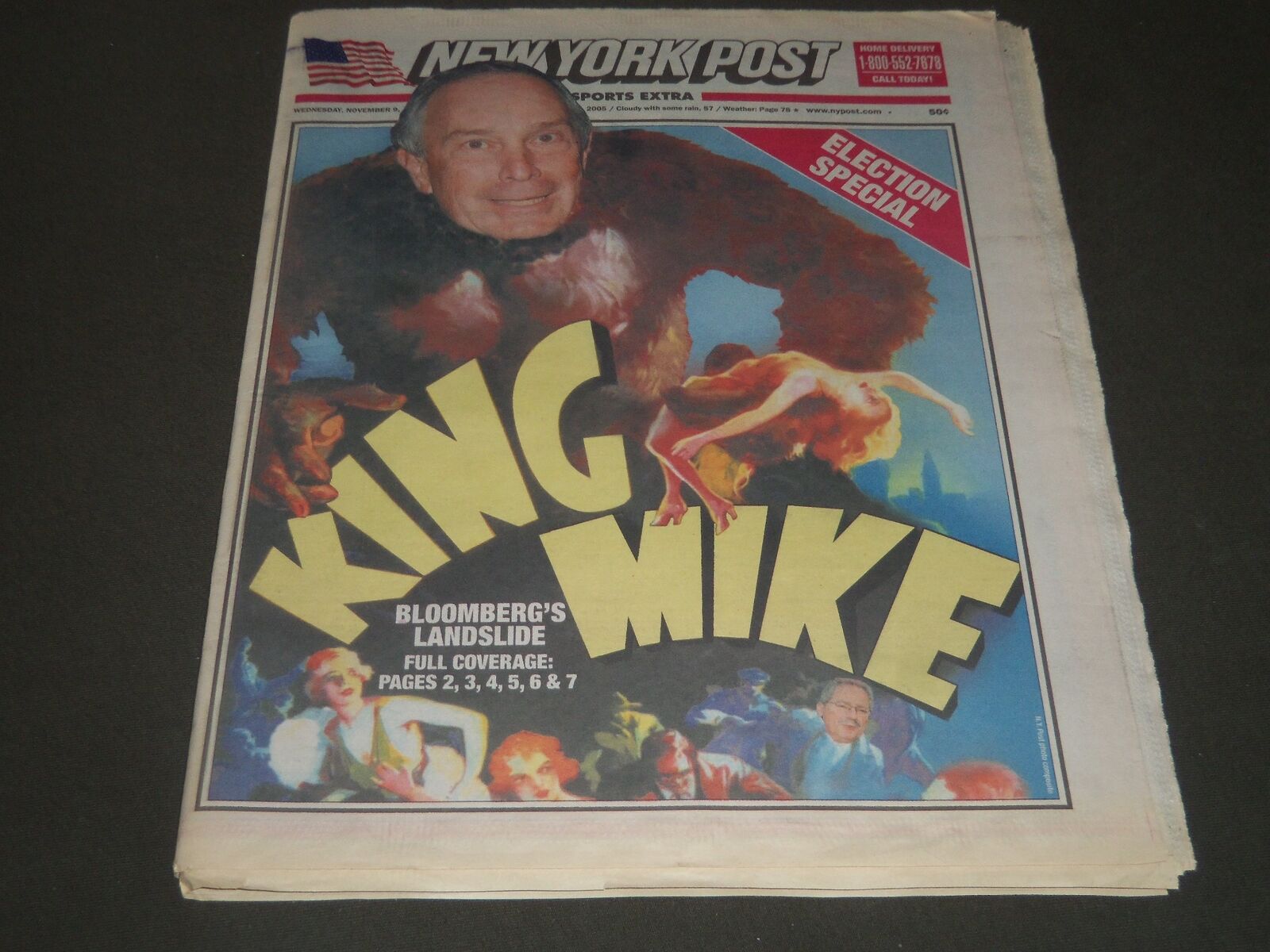 2005 NOVEMBER 9 NEW YORK POST NEWSPAPER - KING MIKE ELECTION SPECIAL - NP 2599