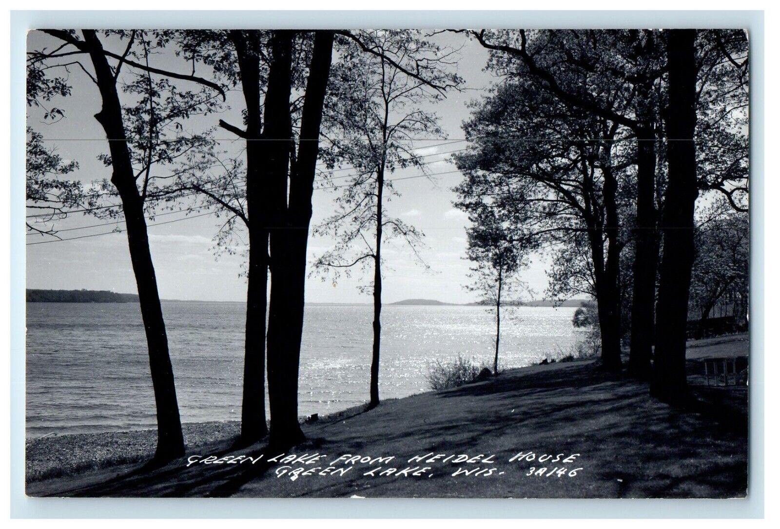 c1940's Green Lake From Heidel House Green Lake Wisconsin WI RPPC Photo Postcard