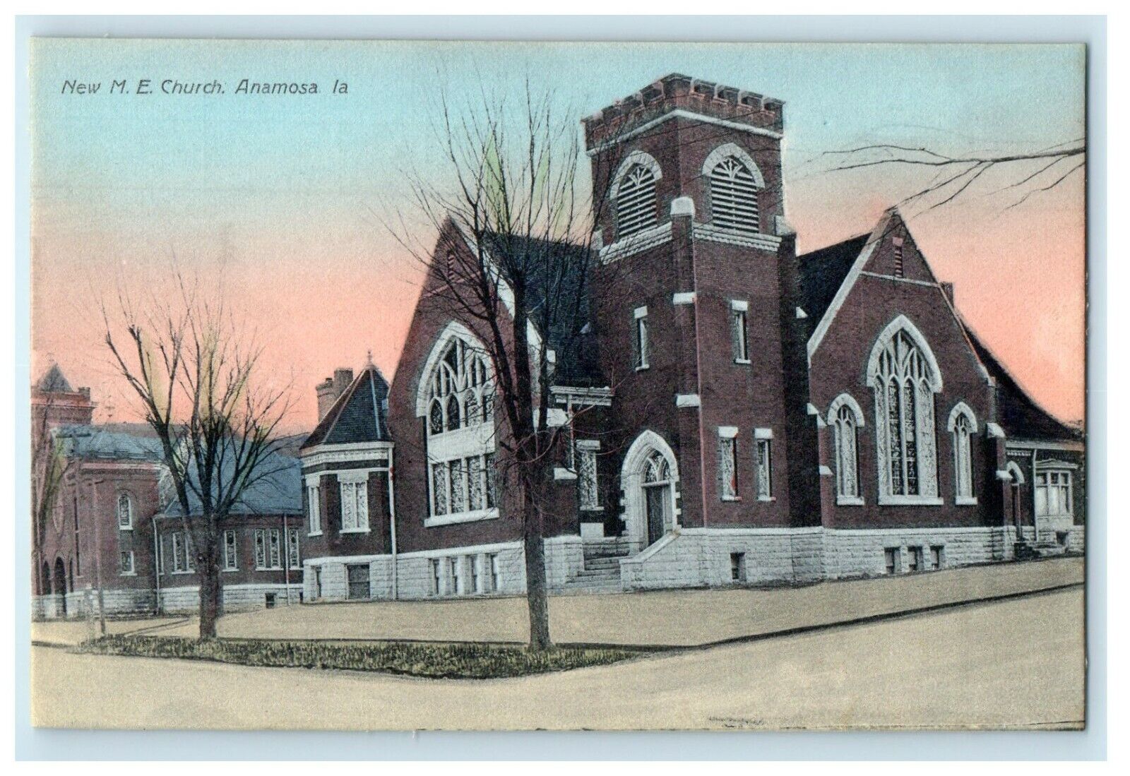 c1910's New M.E Church Street View Anamosa Iowa IA Unposted Antique Postcard
