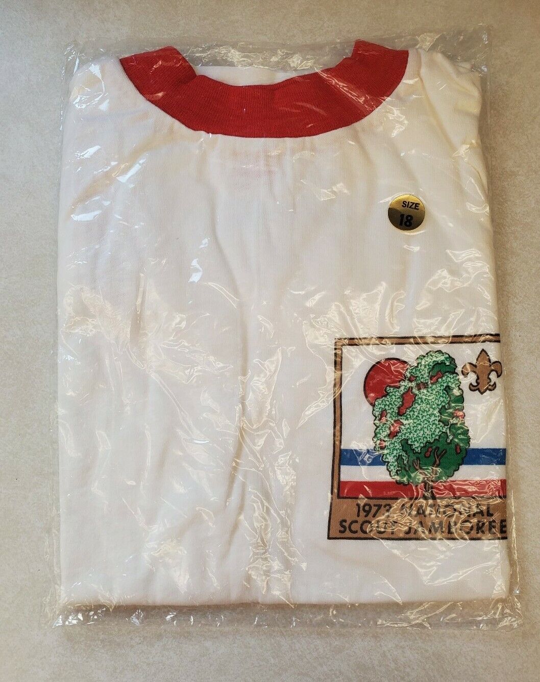 1973 National Scout Jamboree Vintage Ringer T-Shirt Size 18 - New in Plastic