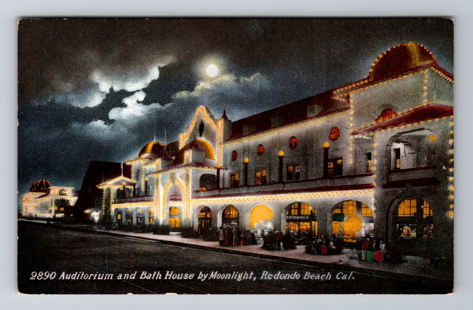 Redondo Beach CA-California, Auditorium and Bath House Souvenir Vintage Postcard