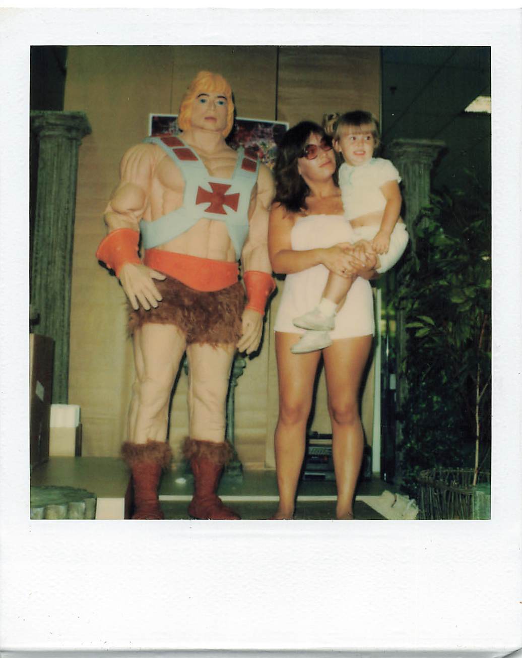 Vintage 1980s Polaroid Photo HE-MAN Meet & Greet Creepy Costume MOTU weird Odd