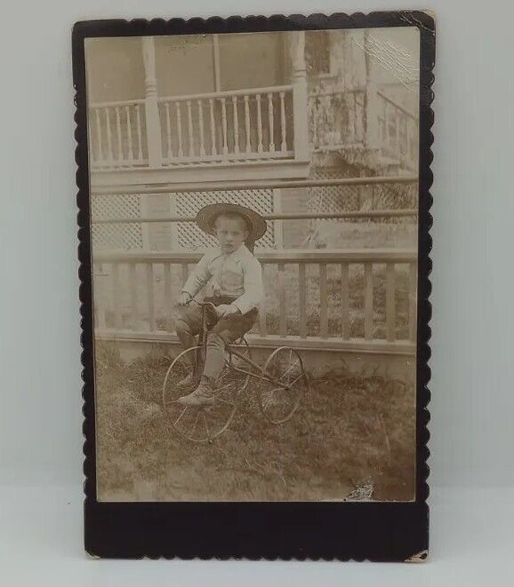 1890s Boy On Tricycle. Goldenberg & Spiro. Newark, NJ 5x7 Cabinet Photo