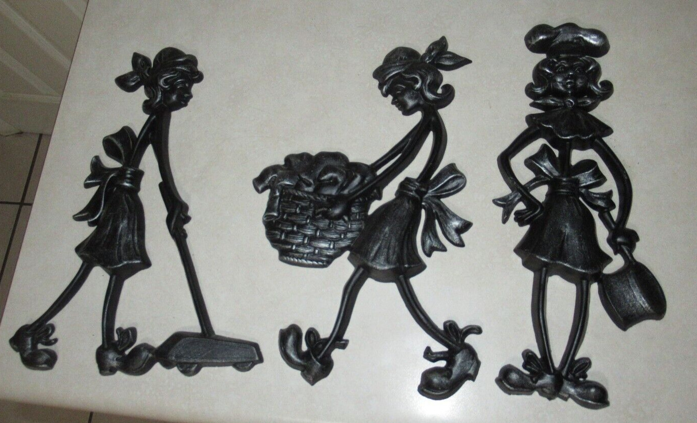 Vintage Sexton Wall Plaques Women Housekeeping Chores 1971 Lot of 3