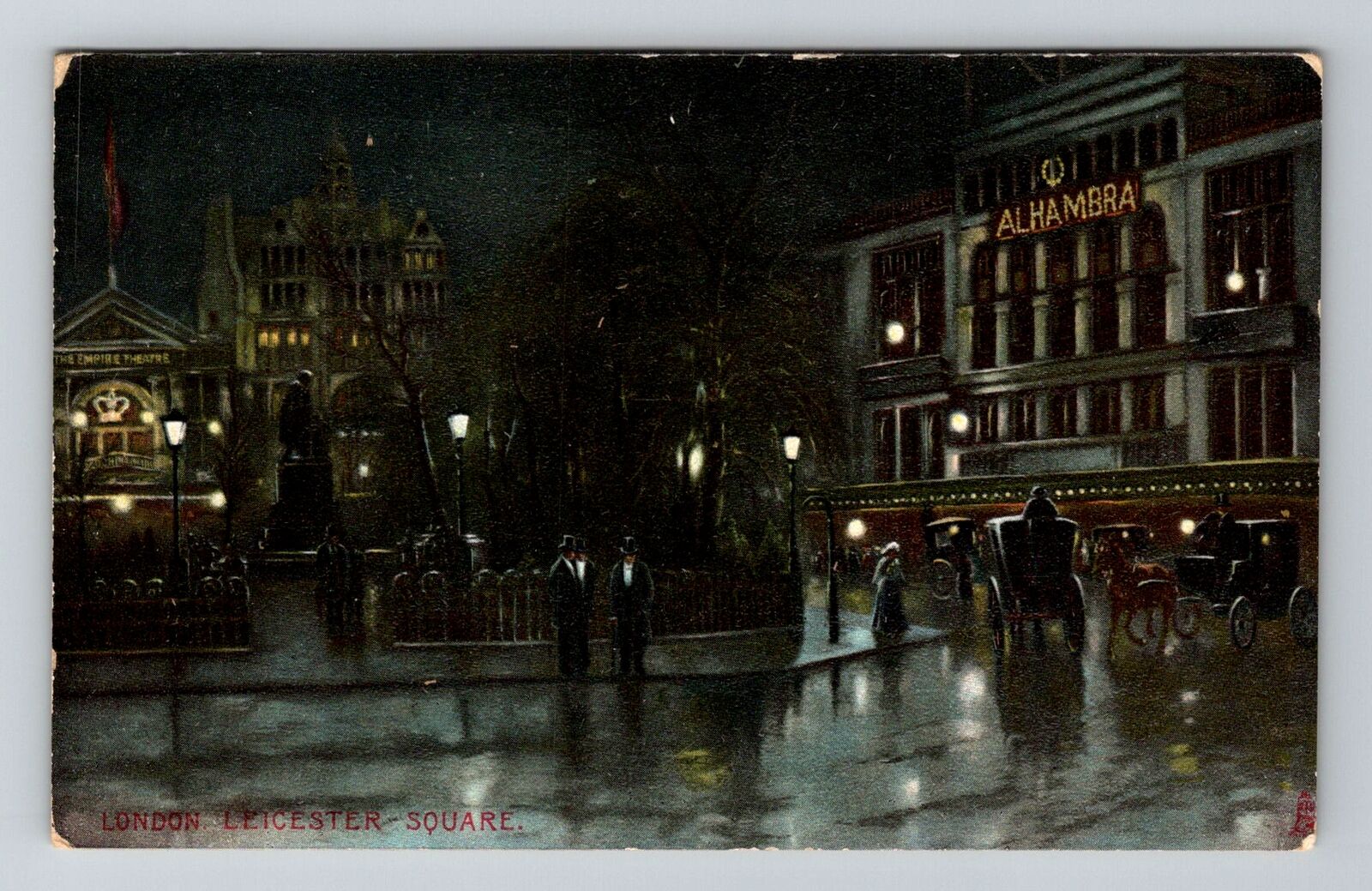 London-England, Leicester Square, Vintage Postcard