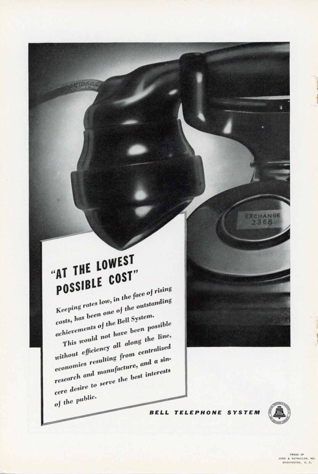 1940 Bell Telephone System Vintage Ads x4 Phones Lowest Cost Bargain