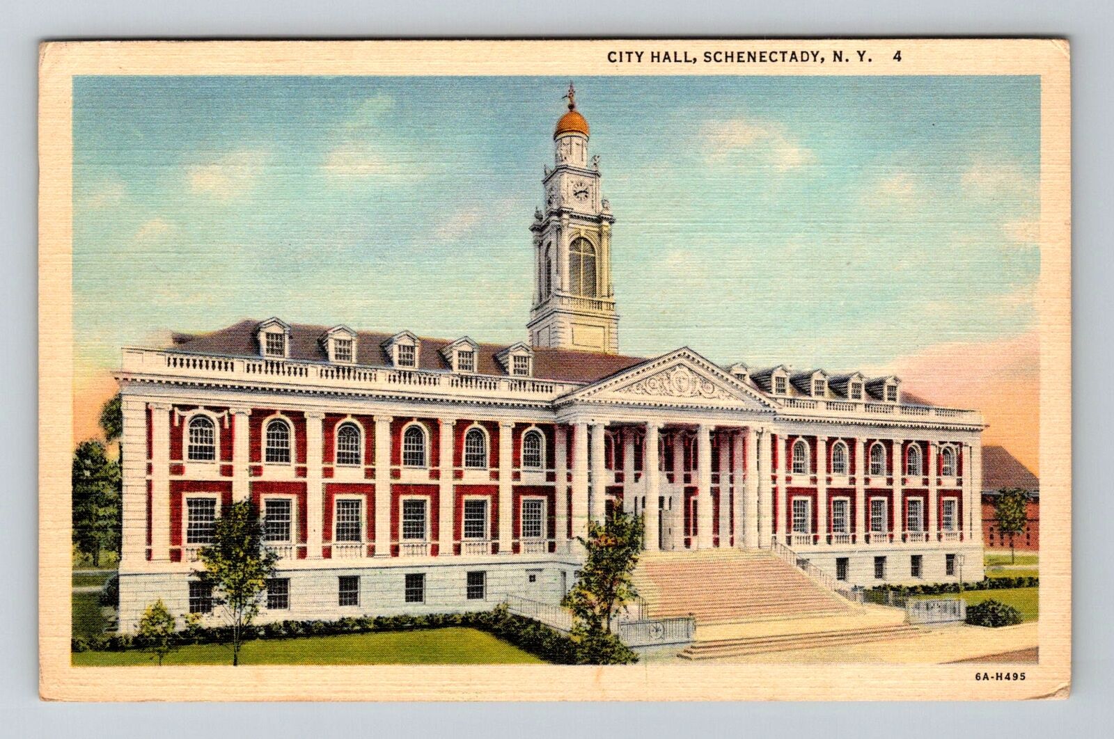 Schenectady NY-New York, City Hall Vintage Souvenir Postcard