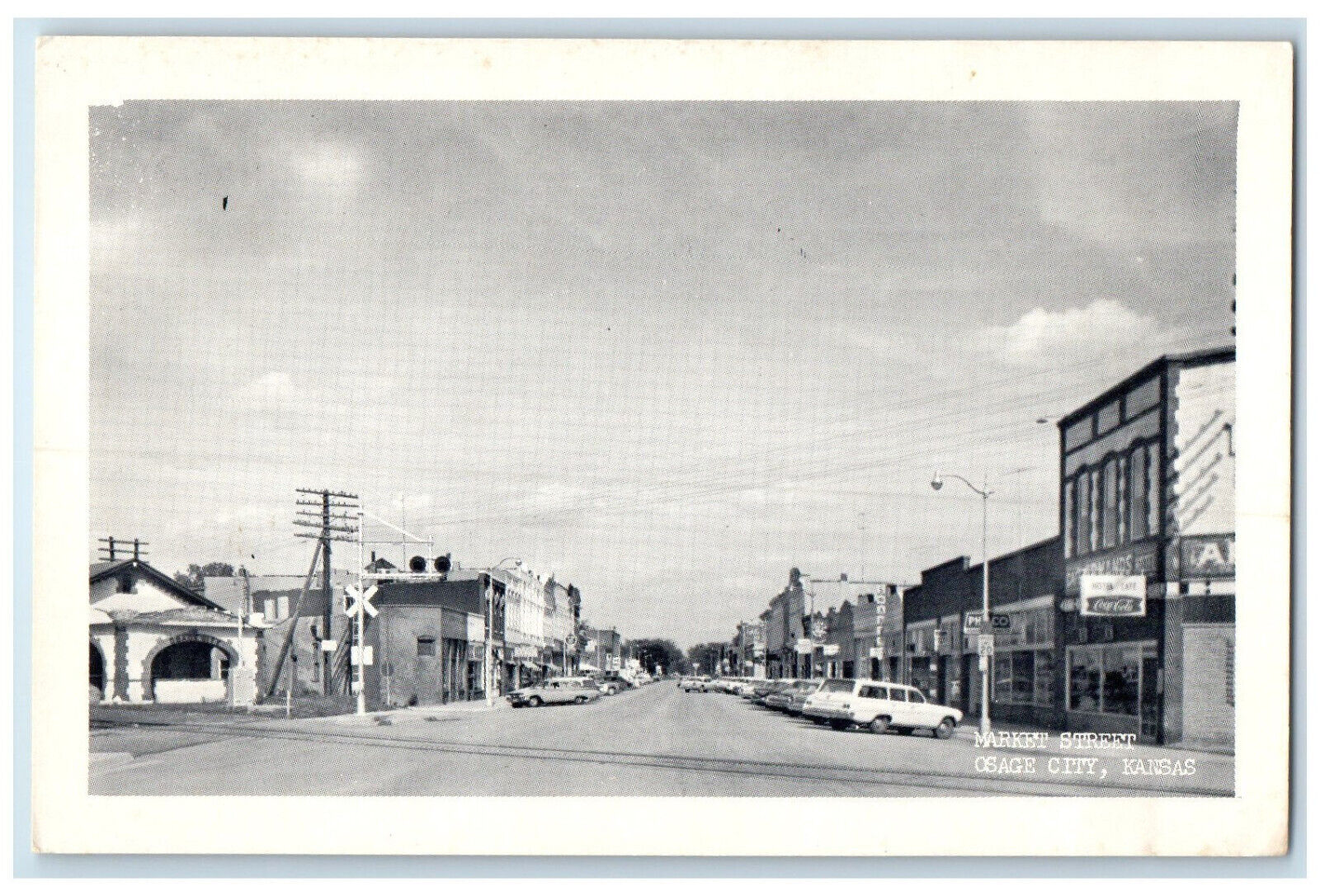 c1940's Business Section Parking Market Street Osage City Kansas KS Postcard