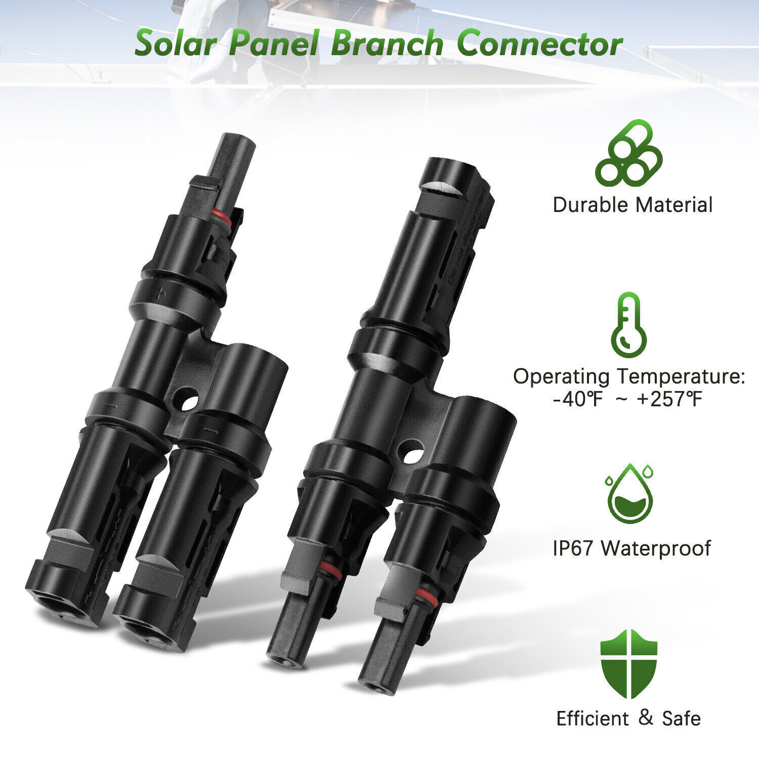 T Branch Solar Panel Cable Photovoltaic Connector Male to Female Connectors CE