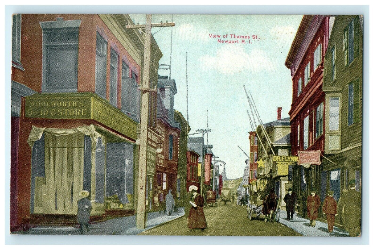 1909 View of Thames St. Newport, Rhode Island RI Unposted Postcard