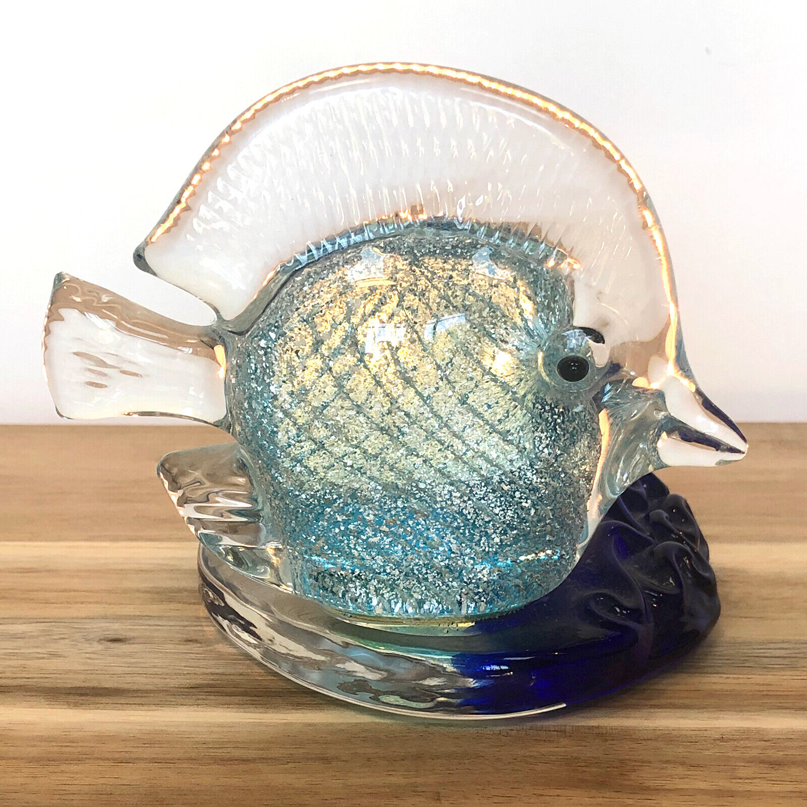 PartyLite Tropical Bermuda Fish Art Glass Votive Candle Holder, 5”x4”x4”