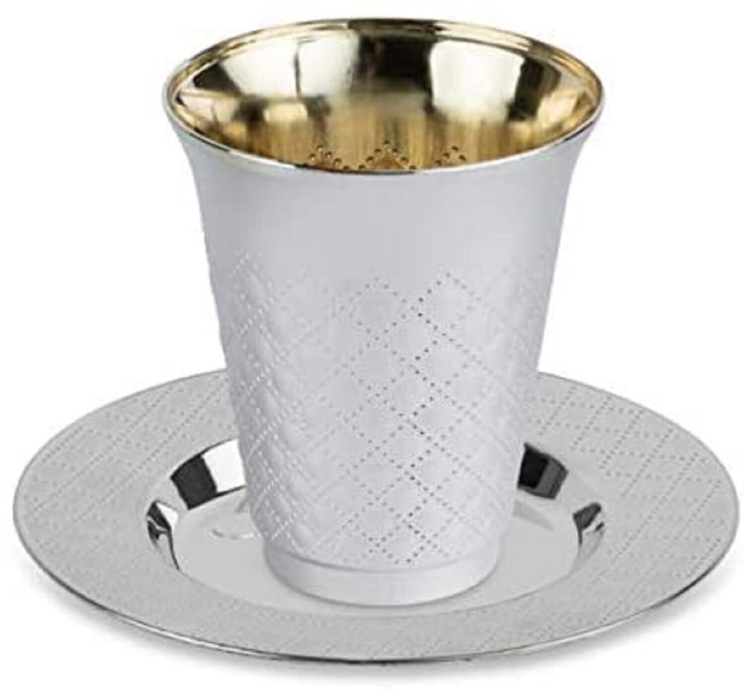 24 Packs Kiddush Diamond Wine Disposable Elegant Silver Cups and Saucers 5 oz