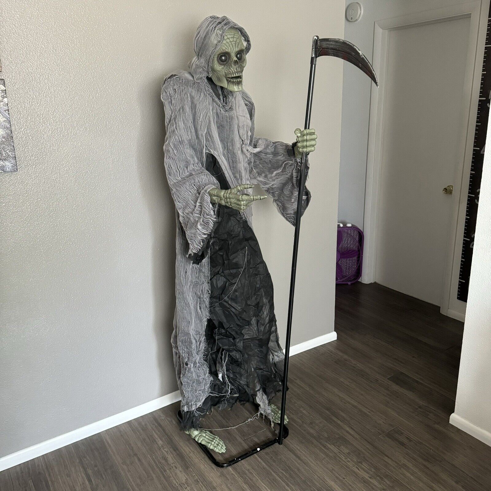 Grim Reaper Animated Talking Spooky Village Halloween Haunted House 6ft Decor