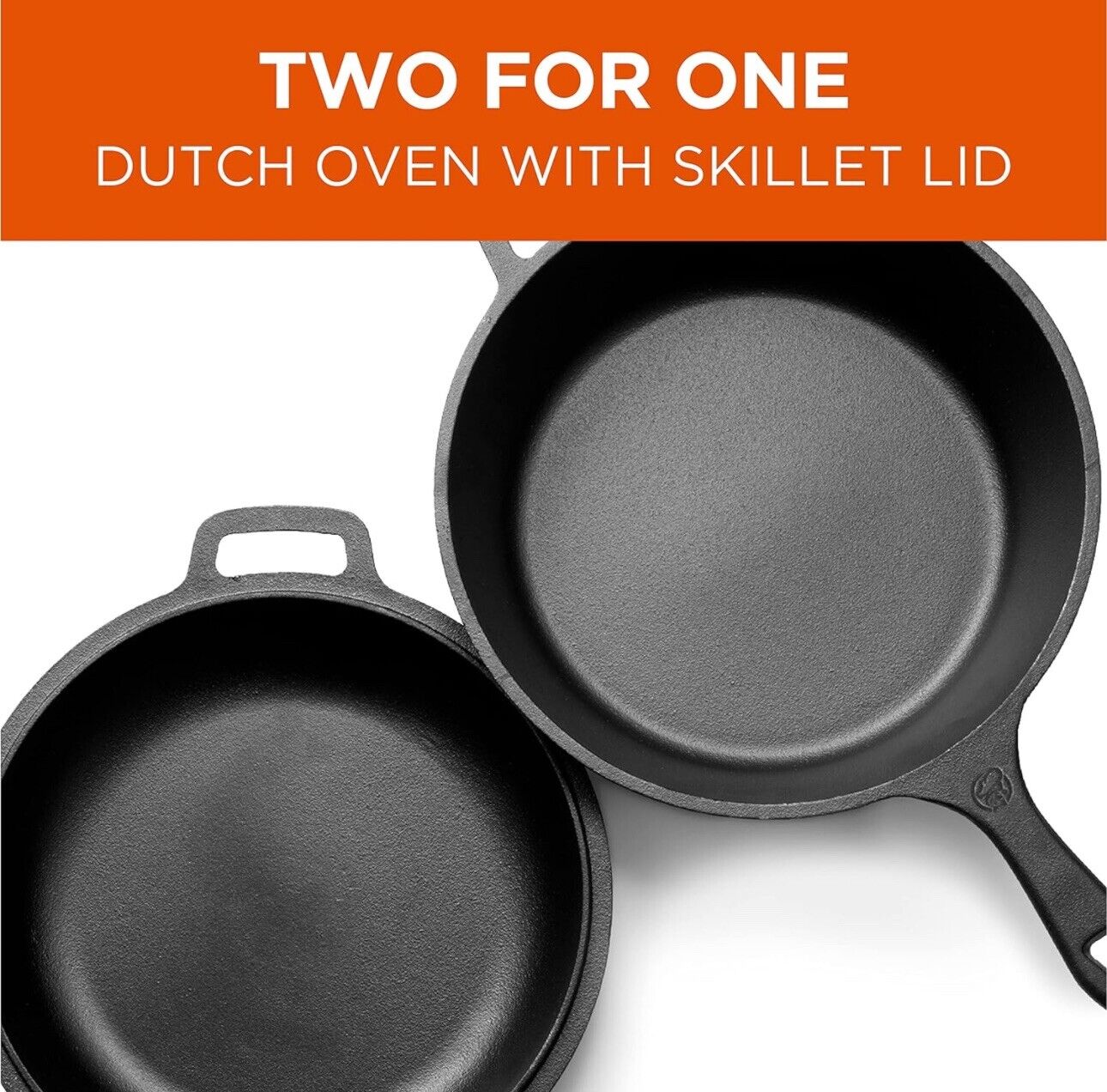 COMMERCIAL CHEF 3-Quart Iron Dutch Oven with Skillet Lid