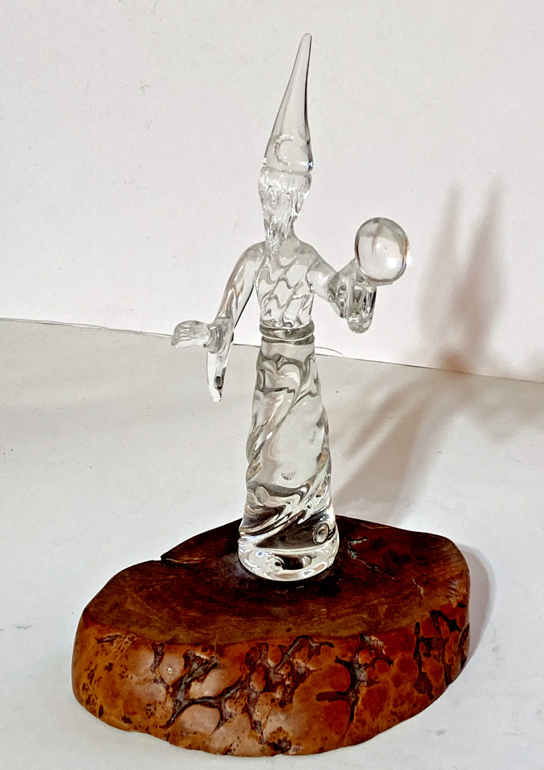 Hand-blown glass Wizard/Merlin Figurine Vintage '90s -- 9 inches tall