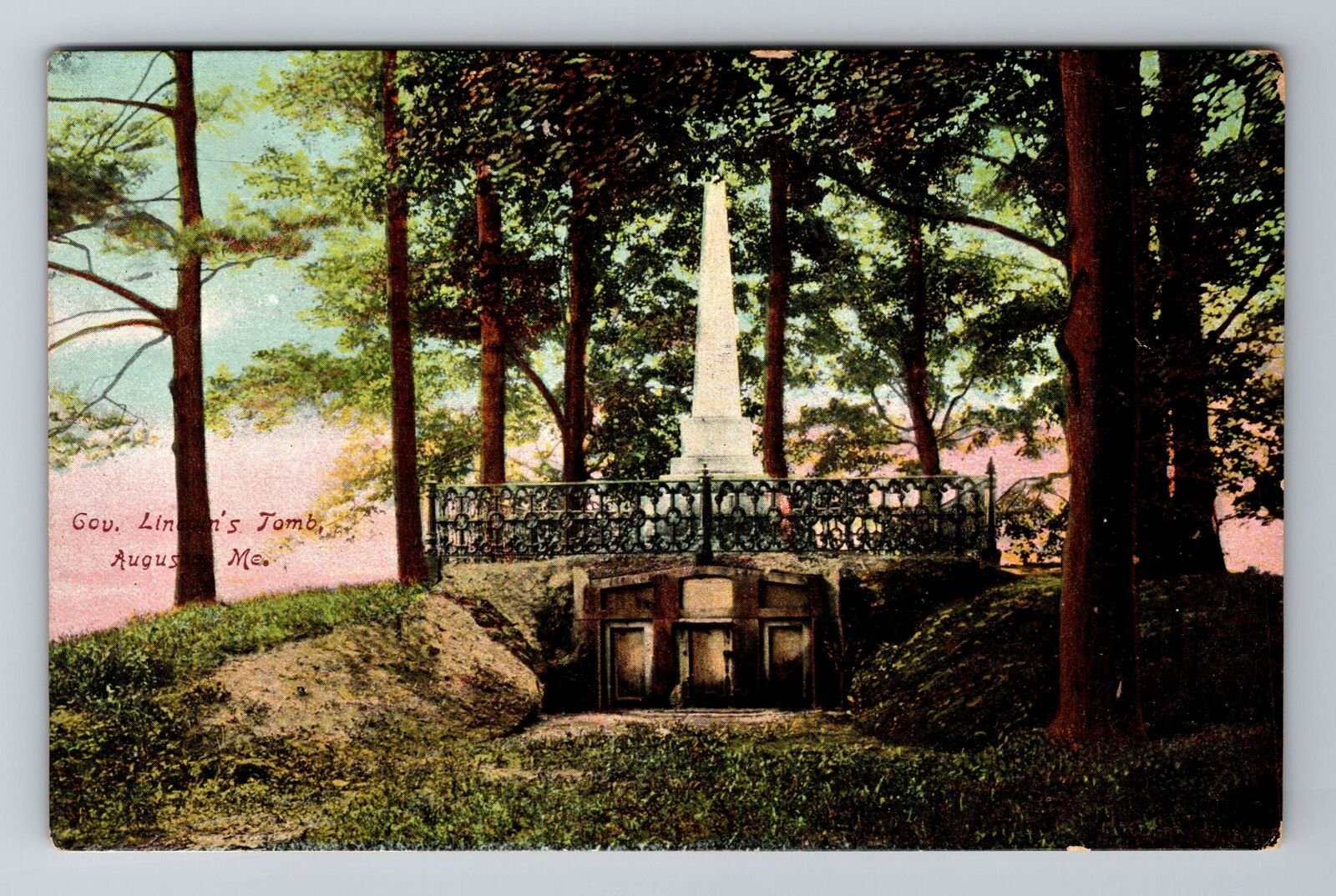 Augusta ME-Maine, Governor Lincoln's Tomb, Antique, Vintage c1910 Postcard