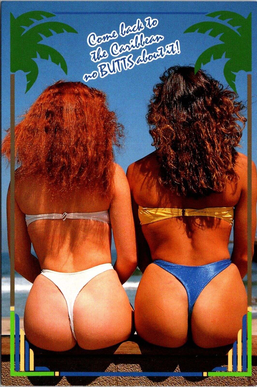 Postcard Two Women Things Butts Out Caribbean Schizophrenia C47