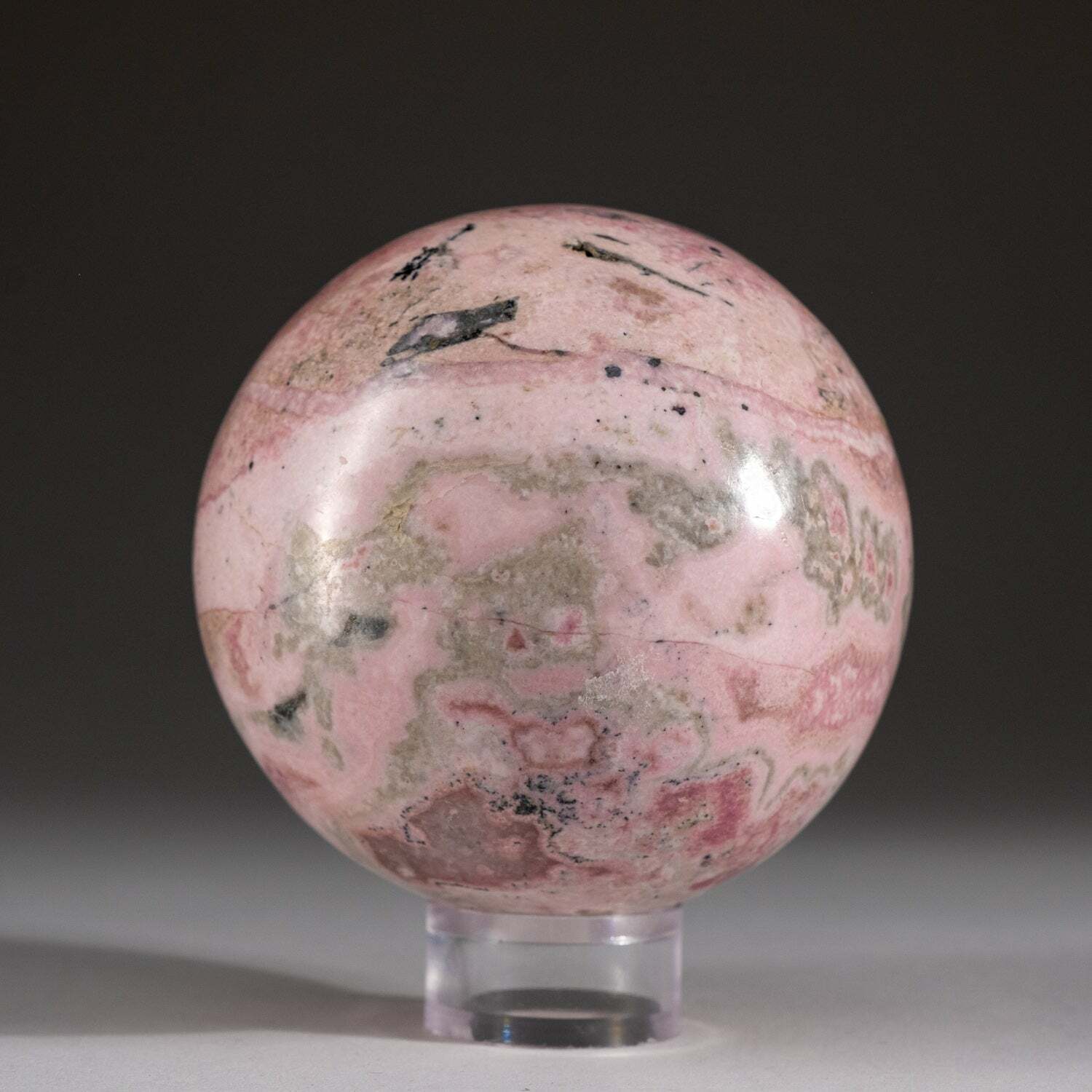 Polished Rhodonite Small Sphere from Peru (1.3 lbs)