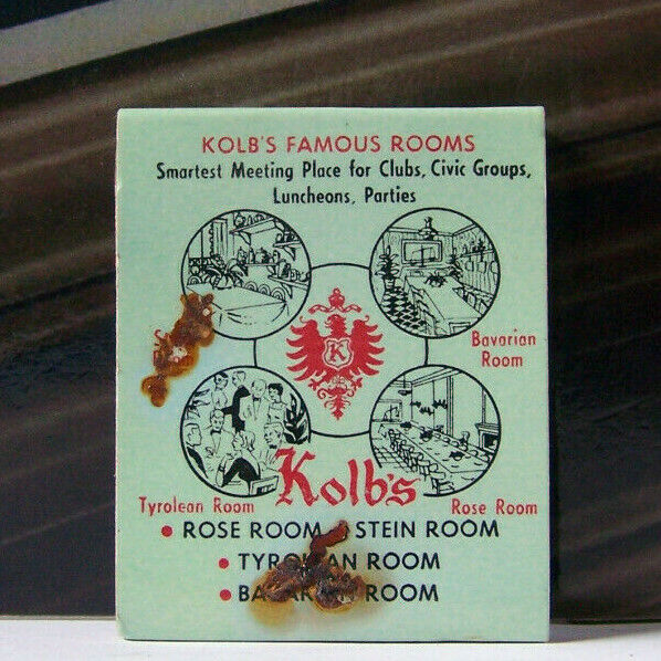 Rare Vintage Matchbook Y1 New Orleans Louisiana Kolb\'s German Words Feature Rose