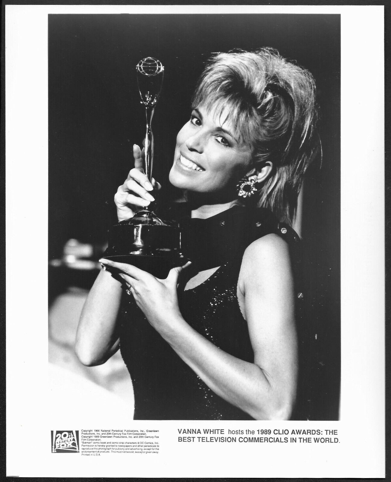 Vanna White Original 1980s TV Photo Clio Awards for Television Commercials 