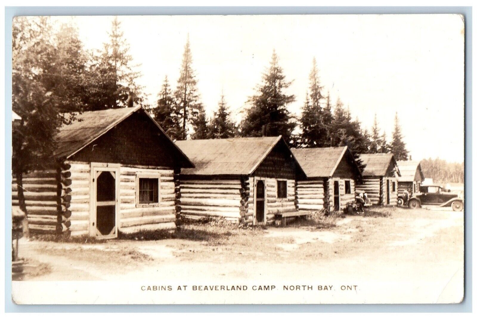 c1930's Cabins At Beaverland Camp North Bay Ontario Canada RPPC Photo Postcard